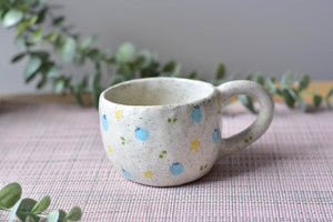 Handmade drippy coffee mug - blueberry coffee mug