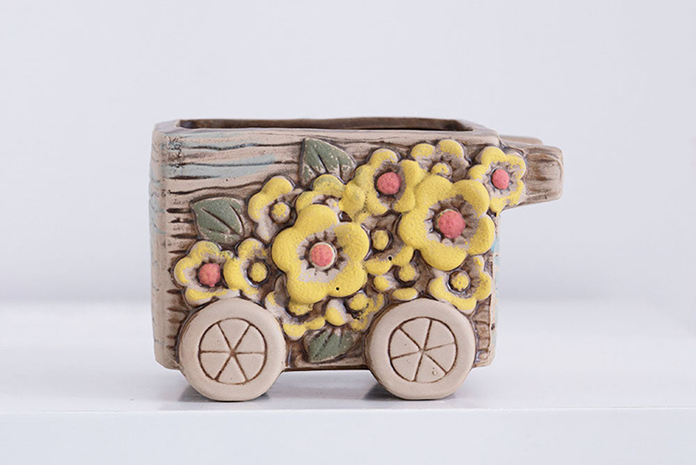 Flower succulent pot - trolley planter (10.5cm*8cm*8.3cm)