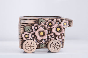 Flower succulent pot - trolley planter (10.5cm*8cm*8.3cm)