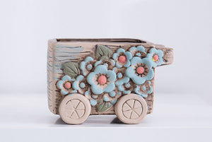 Flower succulent pot - trolley planter (10.5cm*8cm*8.3cm)