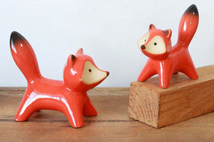 1 Pair ceramic foxes - home decor - garden decor