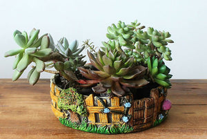 Cement garden succulent pot - flower ceramic pot (21cm*18cm*8cm)