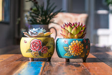 Load image into Gallery viewer, Handpainted succulent pots - flower planters - ceramic pots (13.2cm ×9.6cm)
