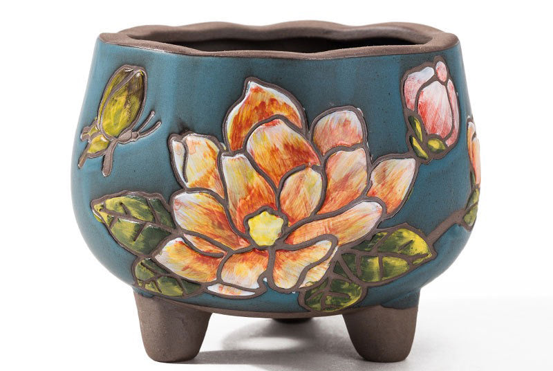 Handpainted succulent pots - flower planters - ceramic pots (11cm ×9.8cm)