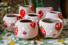 Load image into Gallery viewer, 3×Handpainted strawberry pots - succulent planters - pineapple finger pots
