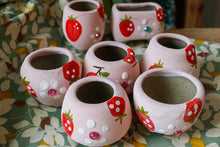 Load image into Gallery viewer, 3×Handpainted strawberry pots - succulent planters - pineapple finger pots
