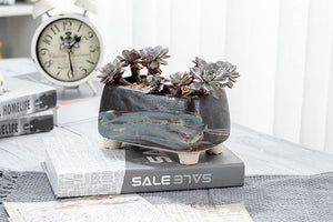 Maifan succulent pots - flower rough planters - ceramic pots (14.8cm×9.5cm×8.8cm)