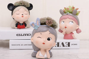 Cute girl Pots - Flower planters - Resin Planters