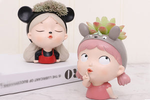 Cute girl Pots - Flower planters - Resin Planters