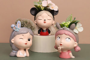 Cute girl Pots - Flower planters - Resin Planters