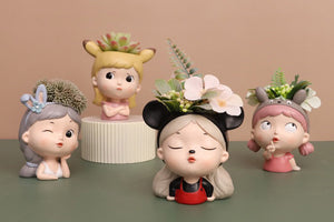 Cute girl Pots - Flower planters - Resin Planters