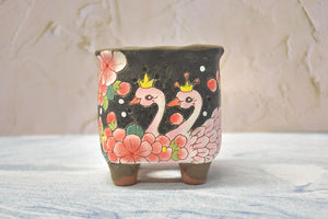 Handpainted succulent pots - flower planters - ceramic pots (9.5cm*9.5cm*10.8cm)