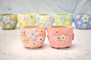 【Doris's collection】Flower cute pots with diamond (5.3cm * 4.2cm)