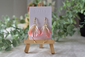 Petal Polymer Clay Earrings (white&pink pearl 2)