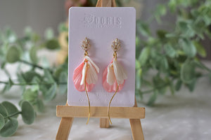 Petal Polymer Clay Earrings (white&pink pearl 1)