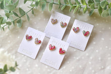 Load image into Gallery viewer, Heart Shape Polymer Clay Earrings (resin covered)
