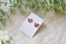 Load image into Gallery viewer, Heart Shape Polymer Clay Earrings (resin covered)
