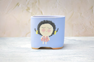 Cute girl pots - Handpainted succulent planters - Maifan colourful pots (10cm * 9cm)