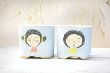 Load image into Gallery viewer, Cute girl pots - Handpainted succulent planters - Maifan colourful pots (10cm * 9cm)
