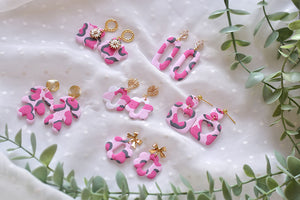 Pink Leopard Polymer Clay Earrings (style 1)