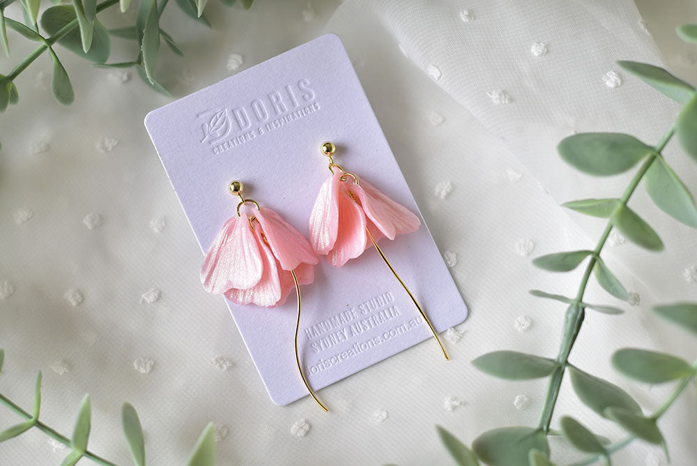 Petal Polymer Clay Earrings (pink pearl 1) – Doris Creations