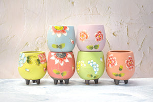 Handpainted flower pots - succulent planters - Unique planter (8.2cm * 11cm)