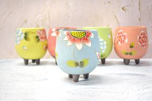 Handpainted flower pots - succulent planters - Unique planter (8.2cm * 11cm)