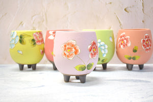 Handpainted flower pots - succulent planters - Unique planter (8.2cm * 11cm)