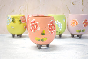 Handpainted flower pots - succulent planters - Unique planter (8.2cm * 11cm)