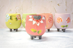 Handpainted flower pots - succulent planters - Unique planter (8.2cm * 11cm)