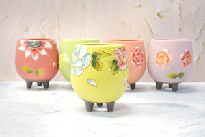 Handpainted flower pots - succulent planters - Unique planter (8.2cm * 11cm)