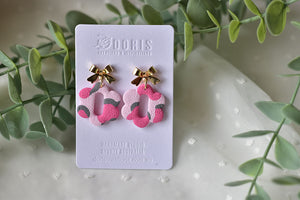 Pink Leopard Polymer Clay Earrings (style 3)