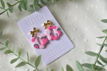 Load image into Gallery viewer, Pink Leopard Polymer Clay Earrings (style 3)
