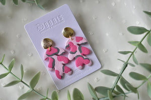 Pink Leopard Polymer Clay Earrings (style 4)