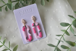 Pink Leopard Polymer Clay Earrings (style 5)