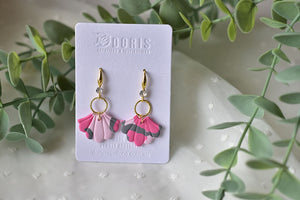 Pink Leopard Polymer Clay Earrings (style 6)