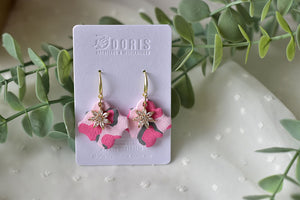 Pink Leopard Polymer Clay Earrings (style 7)