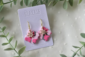 Pink Leopard Polymer Clay Earrings (style 7)