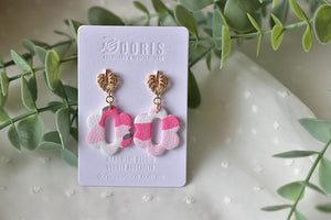 Pink Leopard Polymer Clay Earrings (style 1)