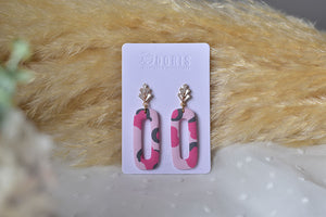 Pink Leopard Polymer Clay Earrings (style 5)