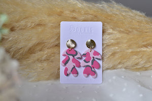 Pink Leopard Polymer Clay Earrings (style 4)