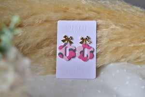 Pink Leopard Polymer Clay Earrings (style 3)