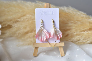 Petal Polymer Clay Earrings (white&pink pearl 2)