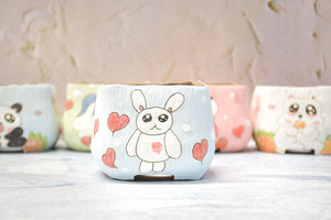 Handpainted cute pots - square succulent pots - animal planters (8cm * 7.2cm)