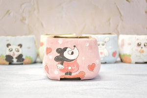 Handpainted cute pots - square succulent pots - animal planters (8cm * 7.2cm)