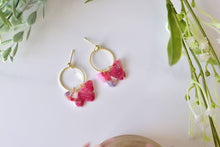 Load image into Gallery viewer, Butterfly Polymer Clay Earrings (translucent red)
