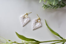 Load image into Gallery viewer, Geometric statement earrings - marbling style earrings (white)
