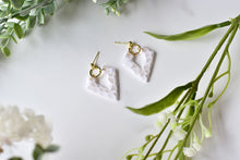 Load image into Gallery viewer, Geometric statement earrings - marbling style earrings (white)
