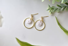 Load image into Gallery viewer, Water drop statement earrings - marbling style earrings (white)
