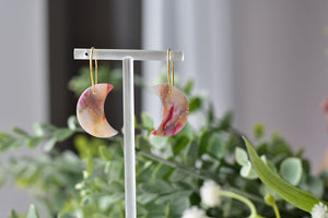 Moon marbling design earrings - neutral polymer clay earrings